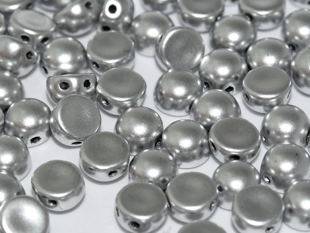 25 2-hole Cabochon Aluminium Silver