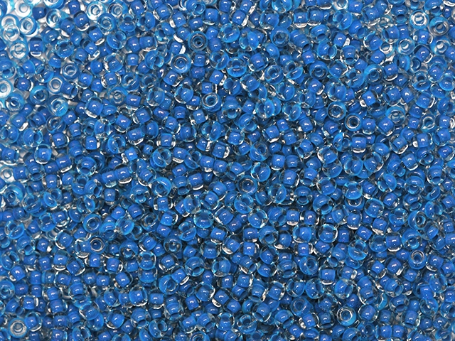 50g Rocailles 11/0 Crystal intensive blue lined 50g Rocailles 11/0 Crystal intensive blue lined