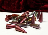 6 Spike Beads Jet Purple Iris Opak 7x17mm