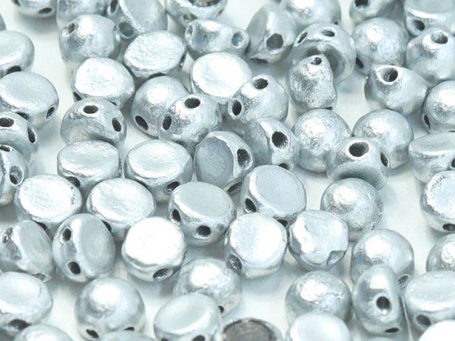 25 2-hole Cabochon Etched Aluminium Silver