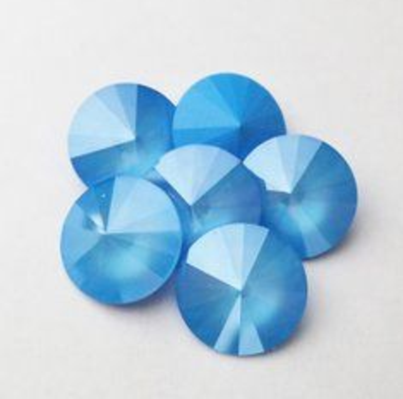 1 Rivoli Crystal Summer Blue DeLite unfoiled 14mm