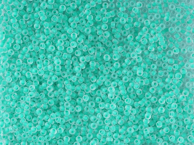 50g Rocailles 11/0 Crystal colour lined green 50g Rocailles 11/0 Crystal colour lined green